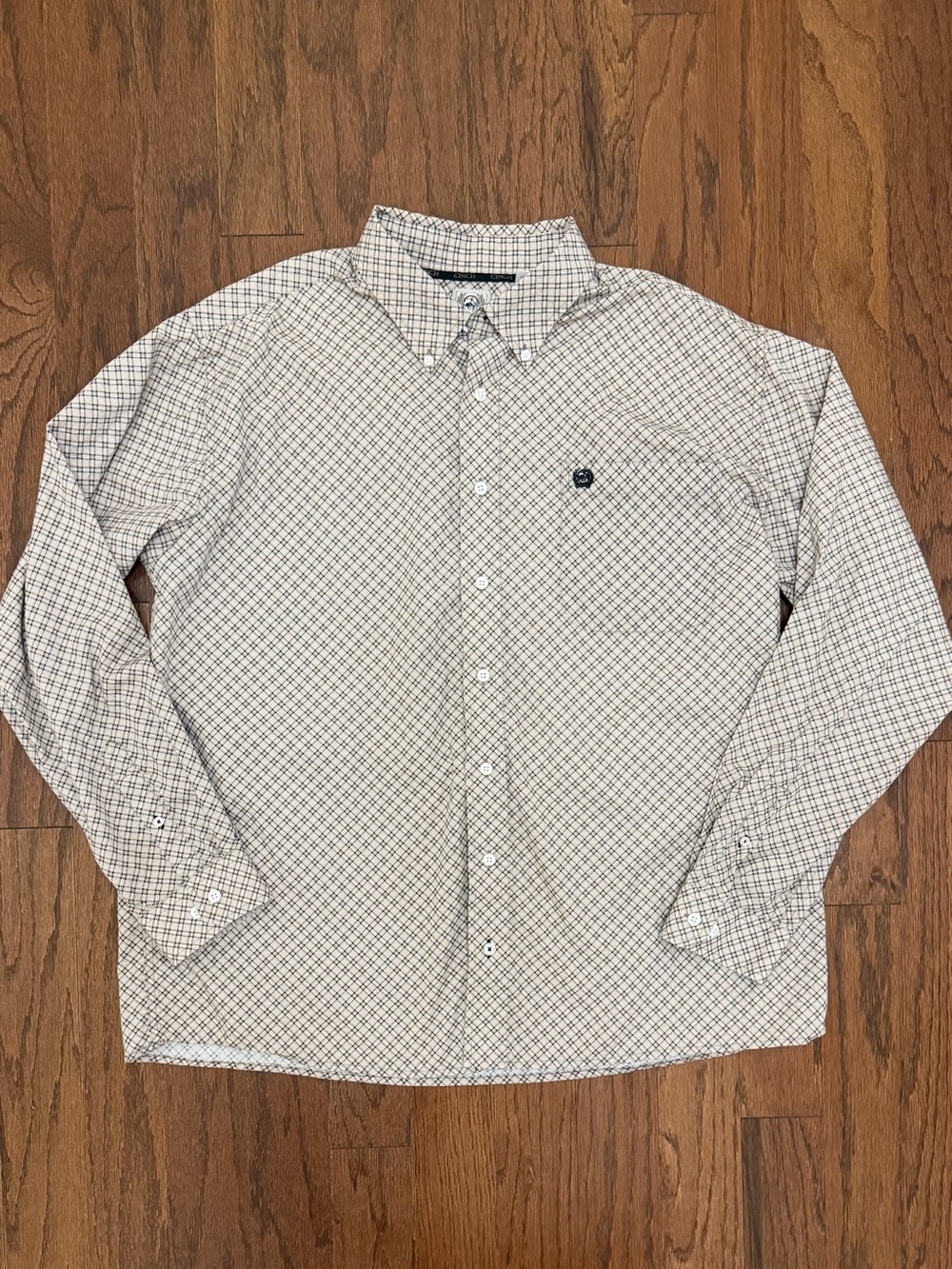 Cinch Geometric Print Brown Black Long Sleeve Button-up Classic Fit Shirt Large